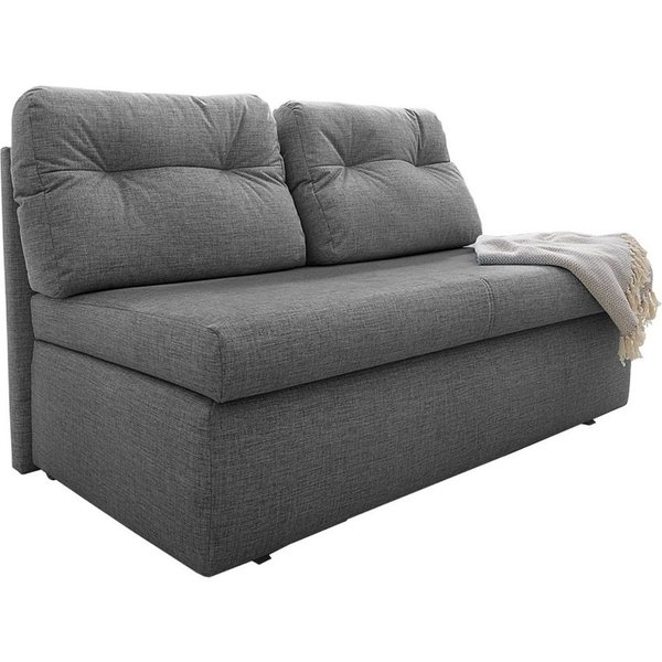 luma-home Schlafsofa 15119, B136/T85/H86 cm, Bettfunktion, Liegefläche 130x193 cm, Bettkasten, Mikrofaser Grau