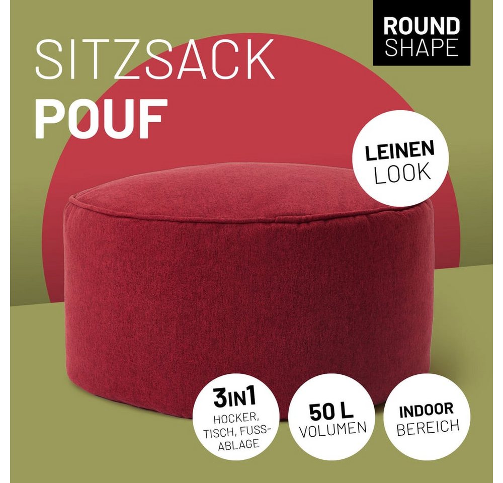 Lumaland Sitzsack Comfort Line Hocker 25x45cm, pflegeleicht Bodenkissen Bean Bag – Bild 2 von 5