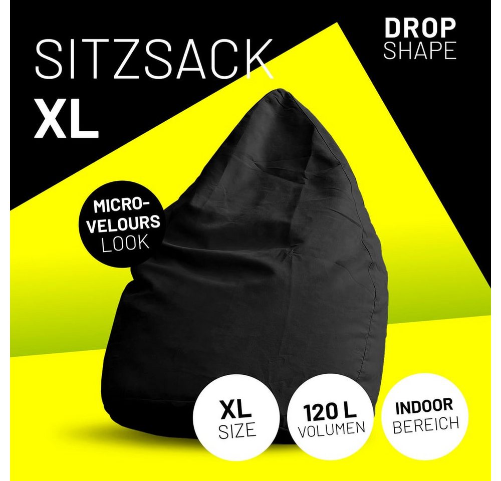 Lumaland Sitzsack Luxury XL Sitzsack, Microvelours Beanbag extra weich & robust Stuhl Sessel 60x45cm – Bild 2 von 5