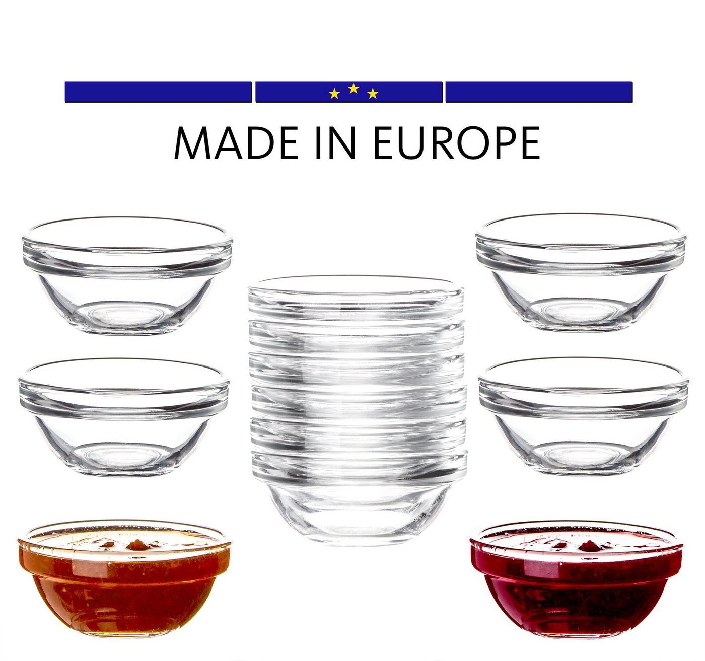 Luminarc Dipschale Glas Für Dip, Marmelade, Konfitüre Stapelbar Mini-Soßenschalen, Glas, (Set, 12-tlg), Bruchresistent, Zeitloses Design, Spülmaschinenfest – Bild 4 von 4