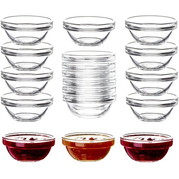 Luminarc Dipschale Glas Für Dip, Marmelade, Konfitüre Stapelbar Mini-Soßenschalen, Glas, (Set, 18-tlg), Bruchresistent, Zeitloses Design, Spülmaschinenfest