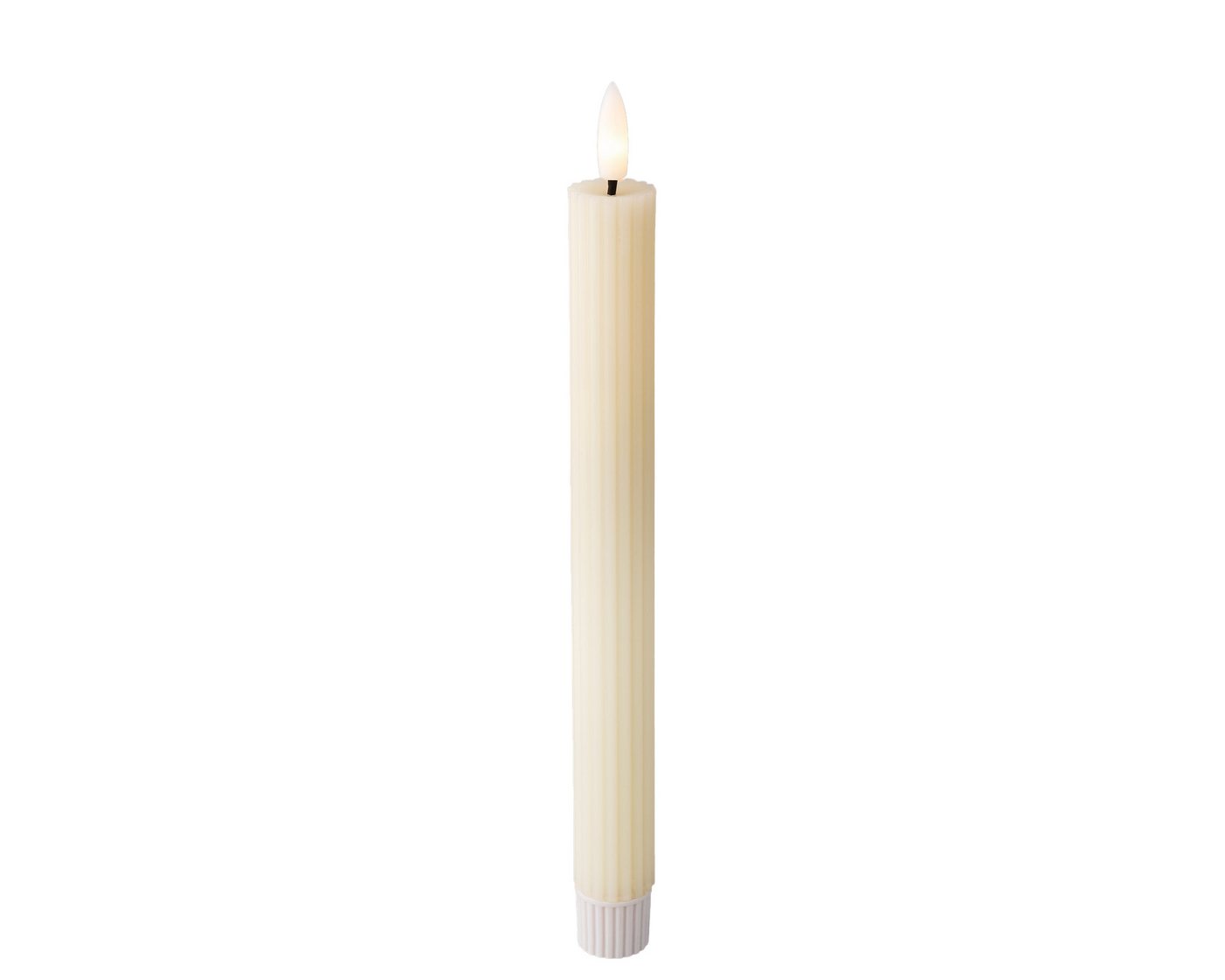 Lumineo LED-Kerze, Timer, warmweiß, LED Kerzen 24,5cm mit Timer gerillt Wachs 2 Stück Creme / Warmweiß – Bild 2 von 4