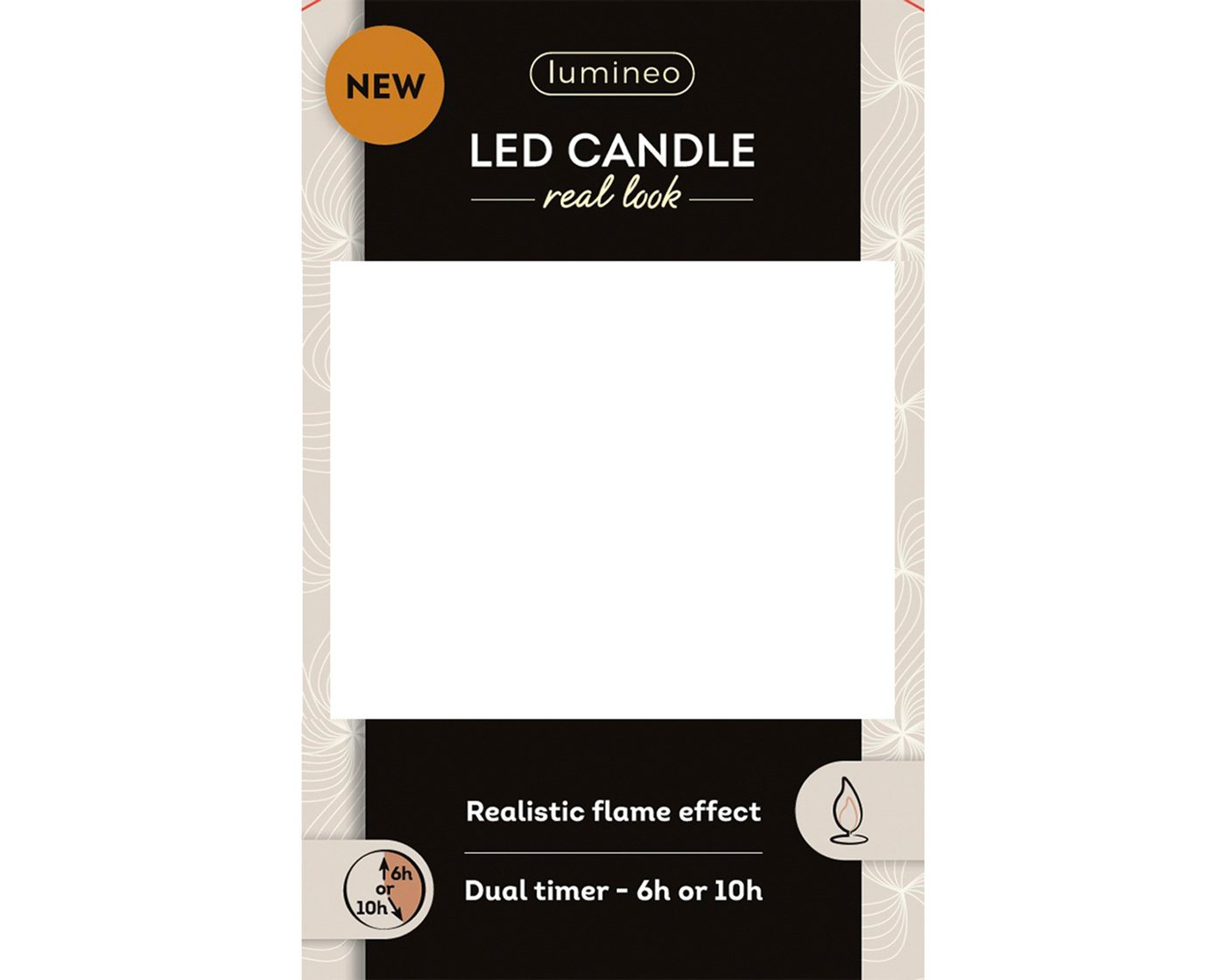 Lumineo LED-Kerze, Timer, warmweiß, LED Kerze 7,5x9,5cm mit Timer Wachs Flacker-Effekt Gold / Warmweiß – Bild 5 von 5