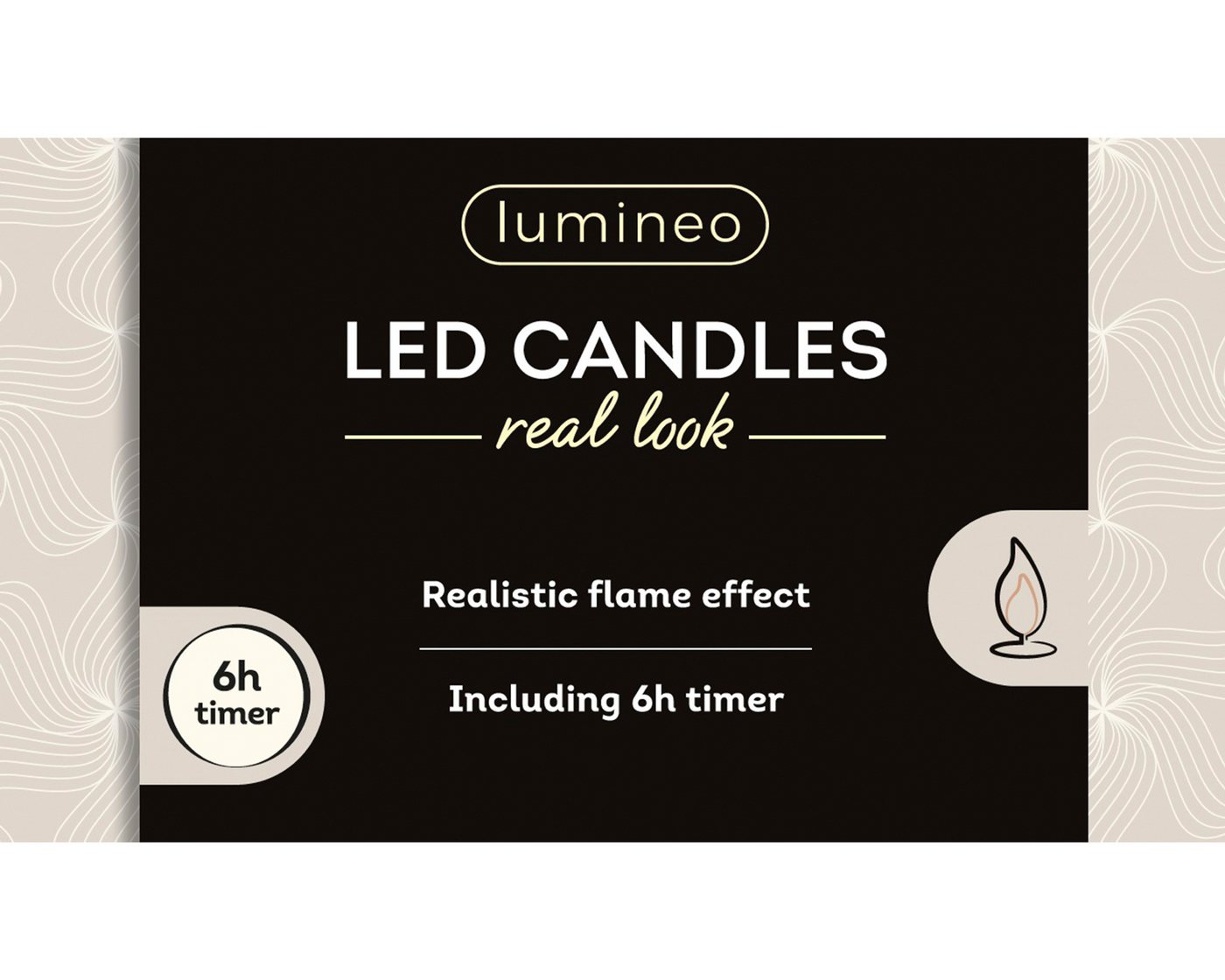 Lumineo LED-Kerze, Timer, warmweiß, LED Kerzen 24,5cm mit Timer Wachs 2 Stück Schwarz / Warmweiß – Bild 3 von 3