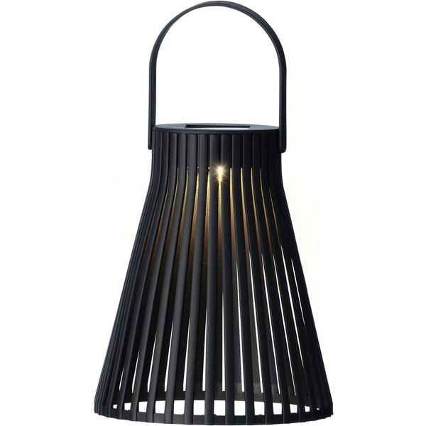 Lumineo LED Laterne, Dauerlicht, warmweiß, Solar Gartenleuchte LED Laterne 14x18cm Kunststoff Schwarz / Warmweiß