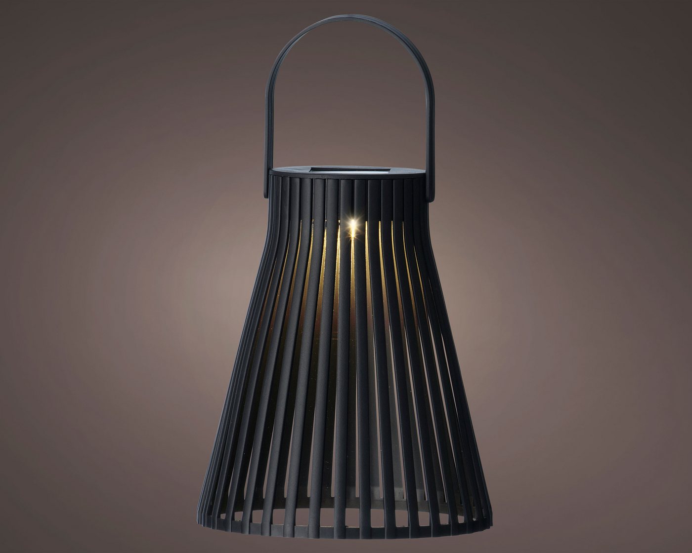 Lumineo LED Laterne, Dauerlicht, warmweiß, Solar Gartenleuchte LED Laterne 14x18cm Kunststoff Schwarz / Warmweiß – Bild 2 von 3