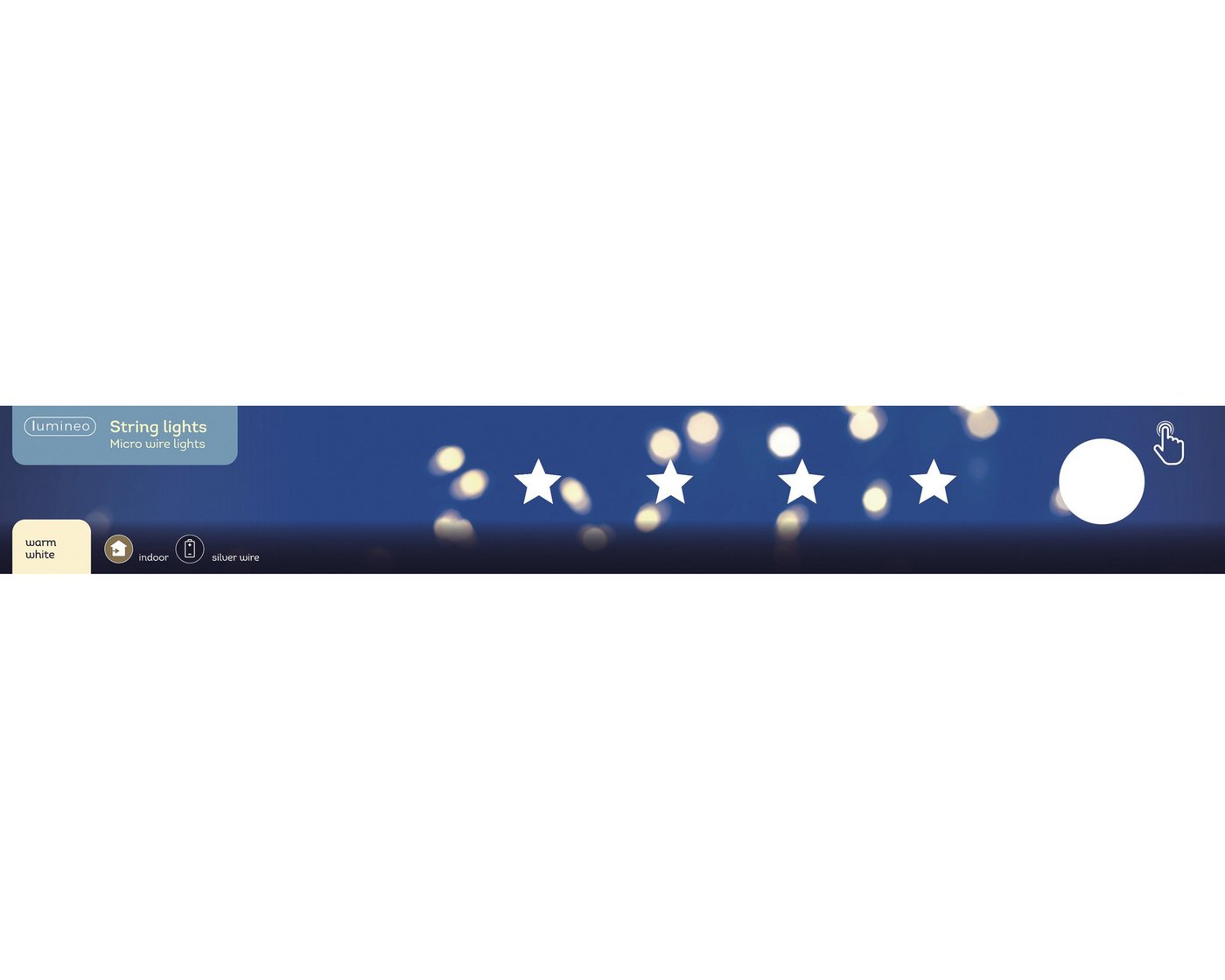 Lumineo LED-Lichterkette, LED Draht Lichterkette 95cm mit Sternen 20 Micro-LEDs Warmweiß Silber – Bild 5 von 5