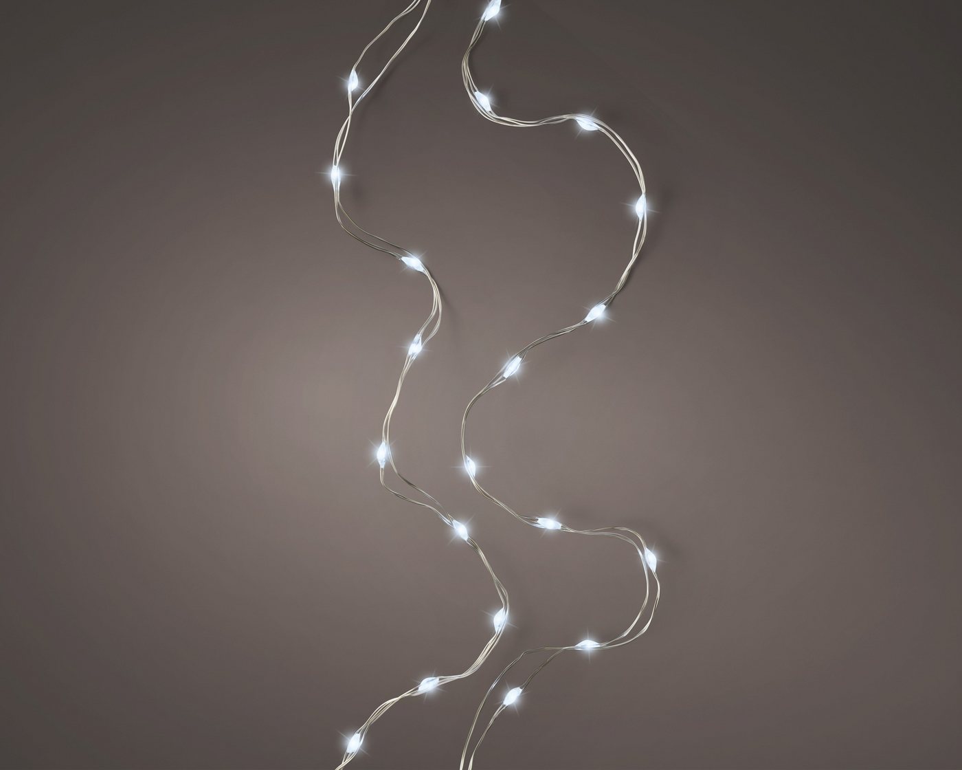 Lumineo LED-Lichterkette, LED Draht Lichterkette 95cm Batterie 20 Micro-LEDs Silber / Kaltweiß – Bild 3 von 5