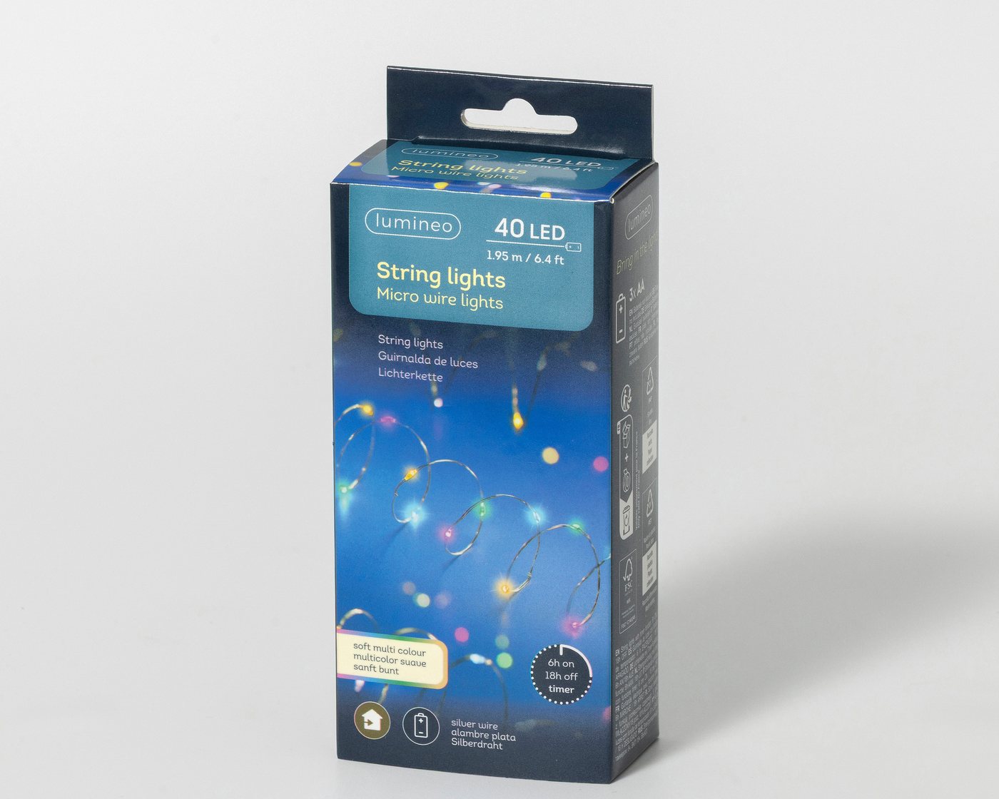 Lumineo LED-Lichterkette, LED Draht Lichterkette 1,95m Batterie 40 Micro-LEDs Soft Bunt – Bild 4 von 5