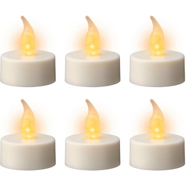 Lumineo LED-Teelichter, Dauerlicht, klassisch warm, LED Teelichter 1,7cm Kunststoff 6er Set Weiß / Warmweiß