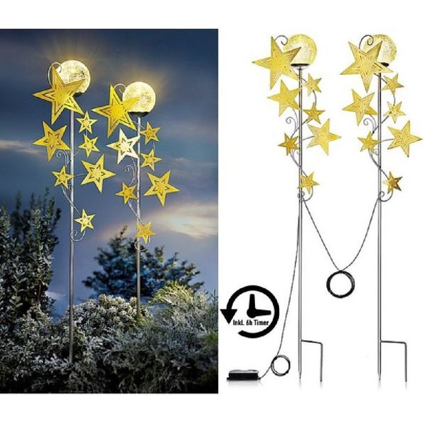 Luna24 simply great ideas... LED Gartenleuchte LED Gartenstecker Sternenzauber 2er Set inkl. Timer, Gartenbeleuchtung