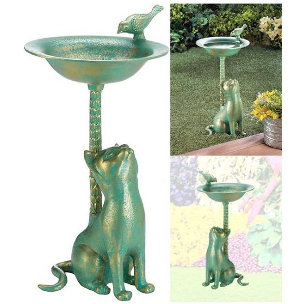Luna24 simply great ideas... Vogeltränke Vogeltränke, Bienentränke "Katze & Vogel " Höhe 50 cm, Antike Vogeltränke, Bienentränke