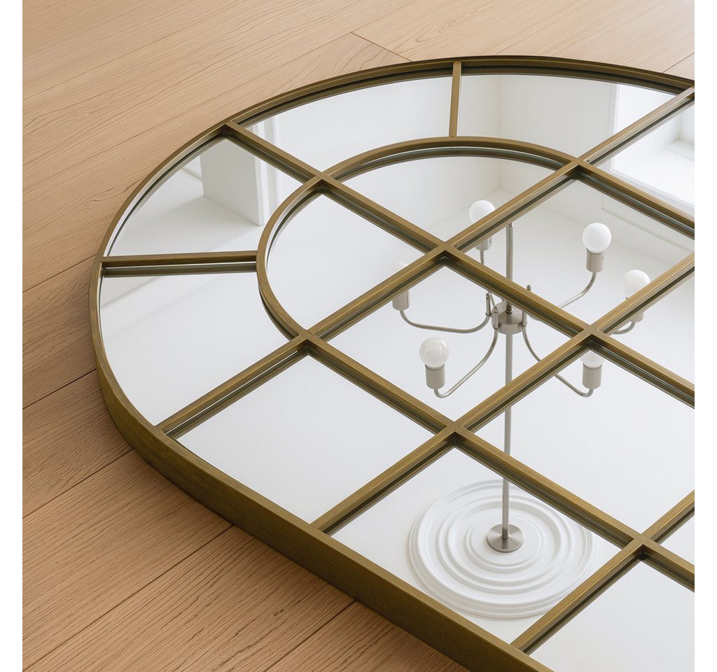 LUNAMIRROR Wandspiegel in Bogenform, mit Gitterdesign und Metallrahmen (1-St), hängend & anlehnbar – Bild 5 von 5