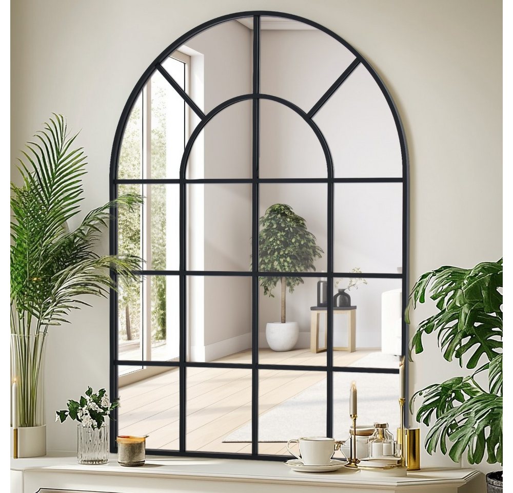 LUNAMIRROR Wandspiegel in Bogenform, mit Gitterdesign und Metallrahmen (1-St), hängend & anlehnbar – Bild 2 von 5
