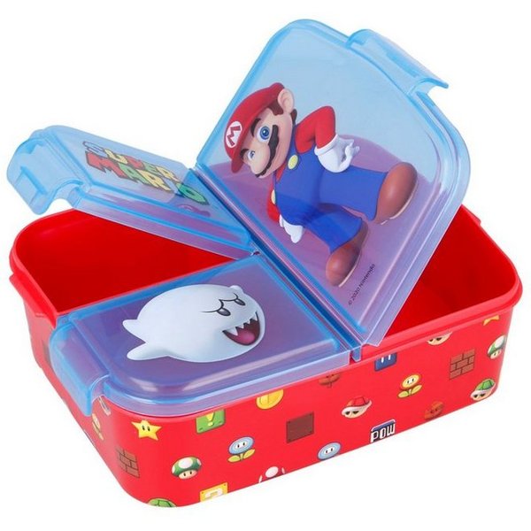 Super Mario Lunchbox Brotdose Super Mario, Vesperdose mit 3 Fächern, BPA-frei