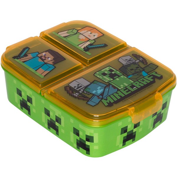 Minecraft Lunchbox Minecraft - Sandwich Box (NEU & OVP), Kunststoff, BPA-frei, Strapazierfähiges Material, BPA-frei, 3 Fächer