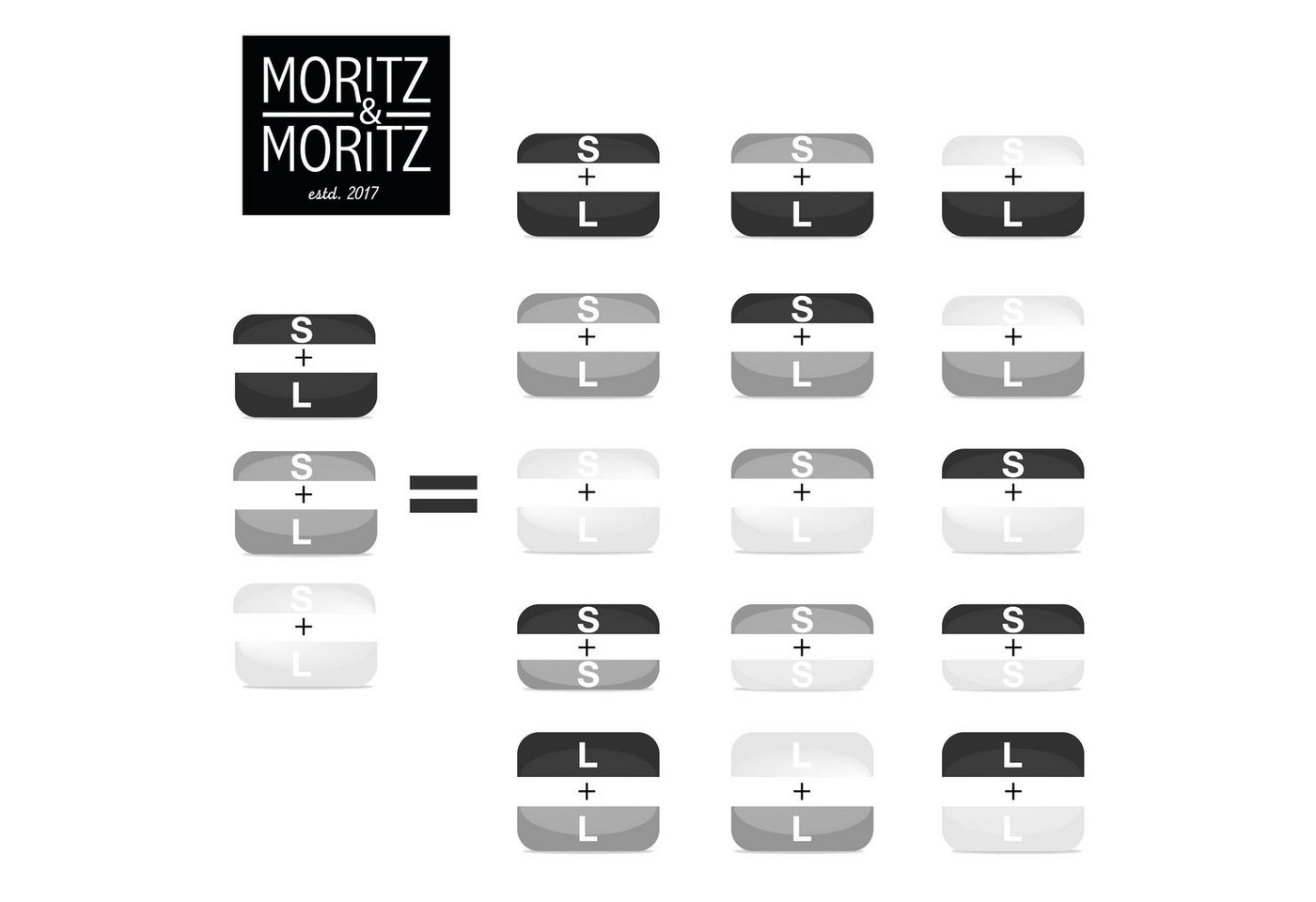 Moritz & Moritz Lunchbox Moritz & Moritz Mix Brotdosen dunkel, Kunststoff, (3er Set, 6-tlg), Mix & Match - mit Fächern – Bild 5 von 5