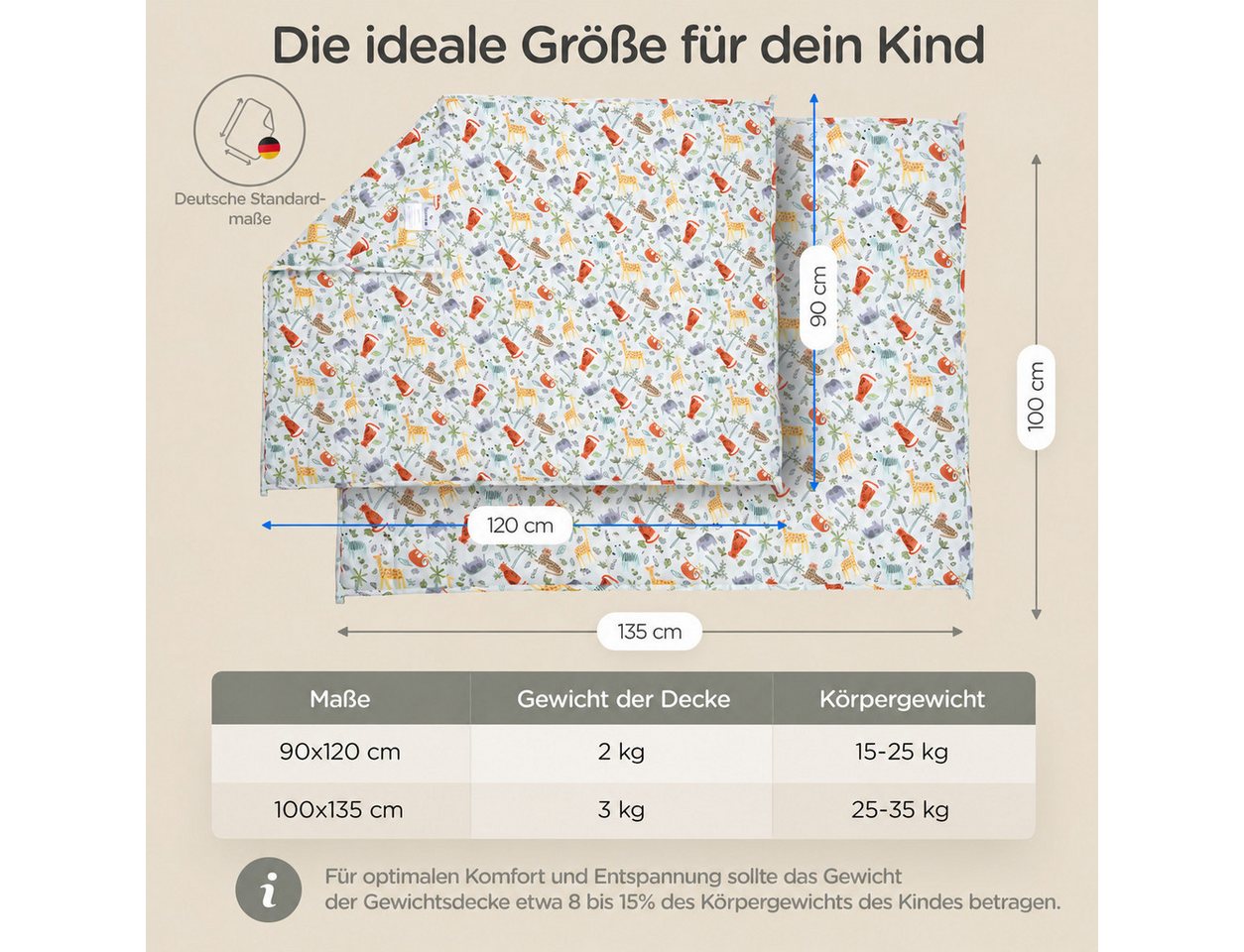 Lunova Gewichtsdecke für Kinder, Füllung: hypoallergene Glasperlen, Therapiedecke, waschbar, OEKO-TEX Baumwolle, 2-4 kg Gewicht – Bild 4 von 5