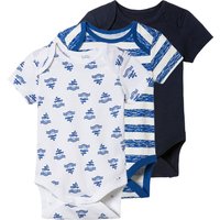 LUPILU® Baby Bodies, 3 Stück, kurzarm (Streifen/navy/weiß, 50/56)
