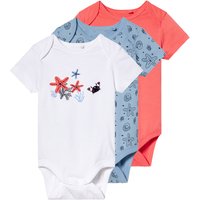 LUPILU® Baby Bodies, 3 Stück, kurzarm (koralle/hellblau/weiß, 62/68)