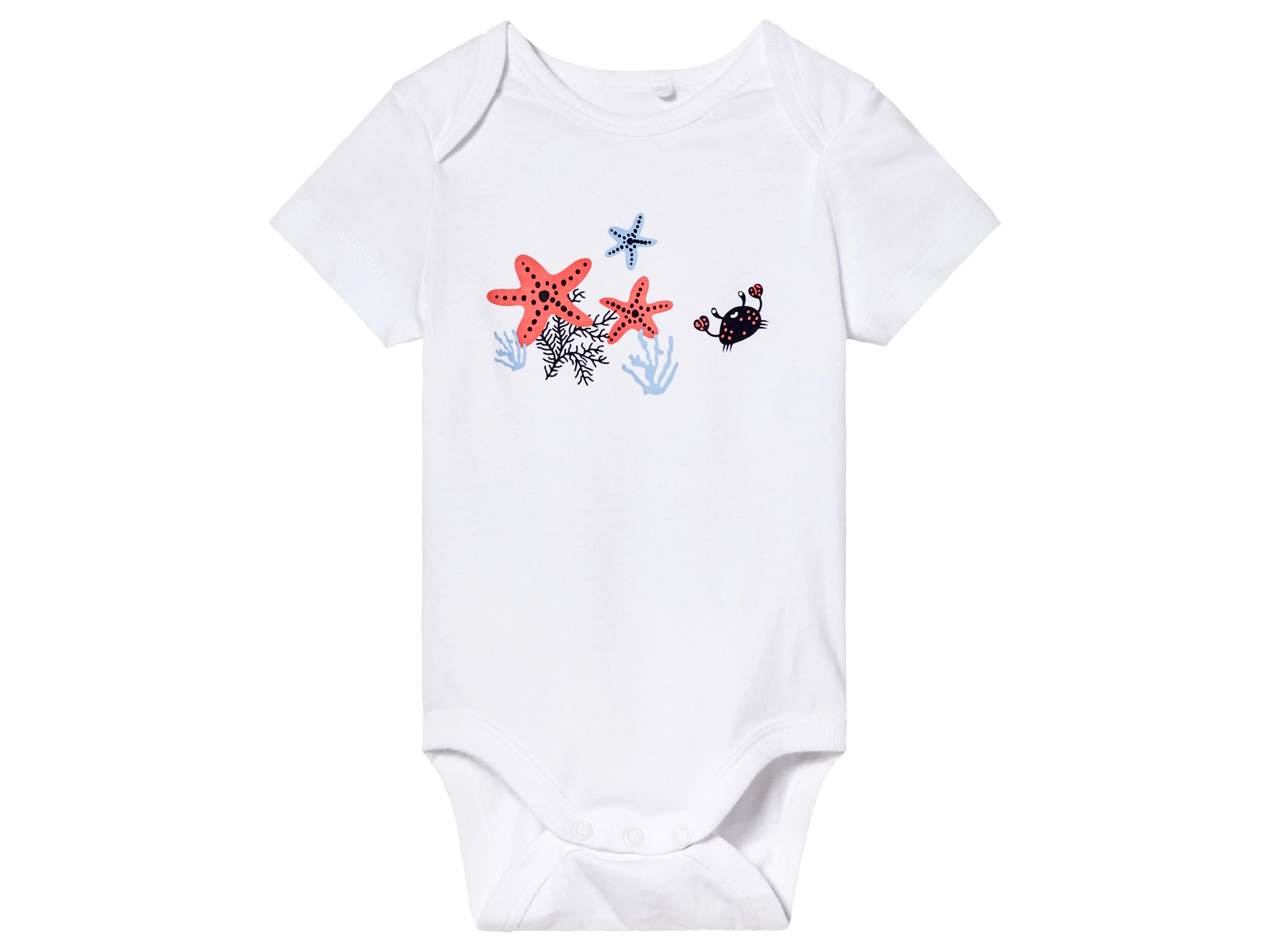 LUPILU® Baby Bodies, 3 Stück, kurzarm (koralle/hellblau/weiß, 62/68) – Bild 3 von 4
