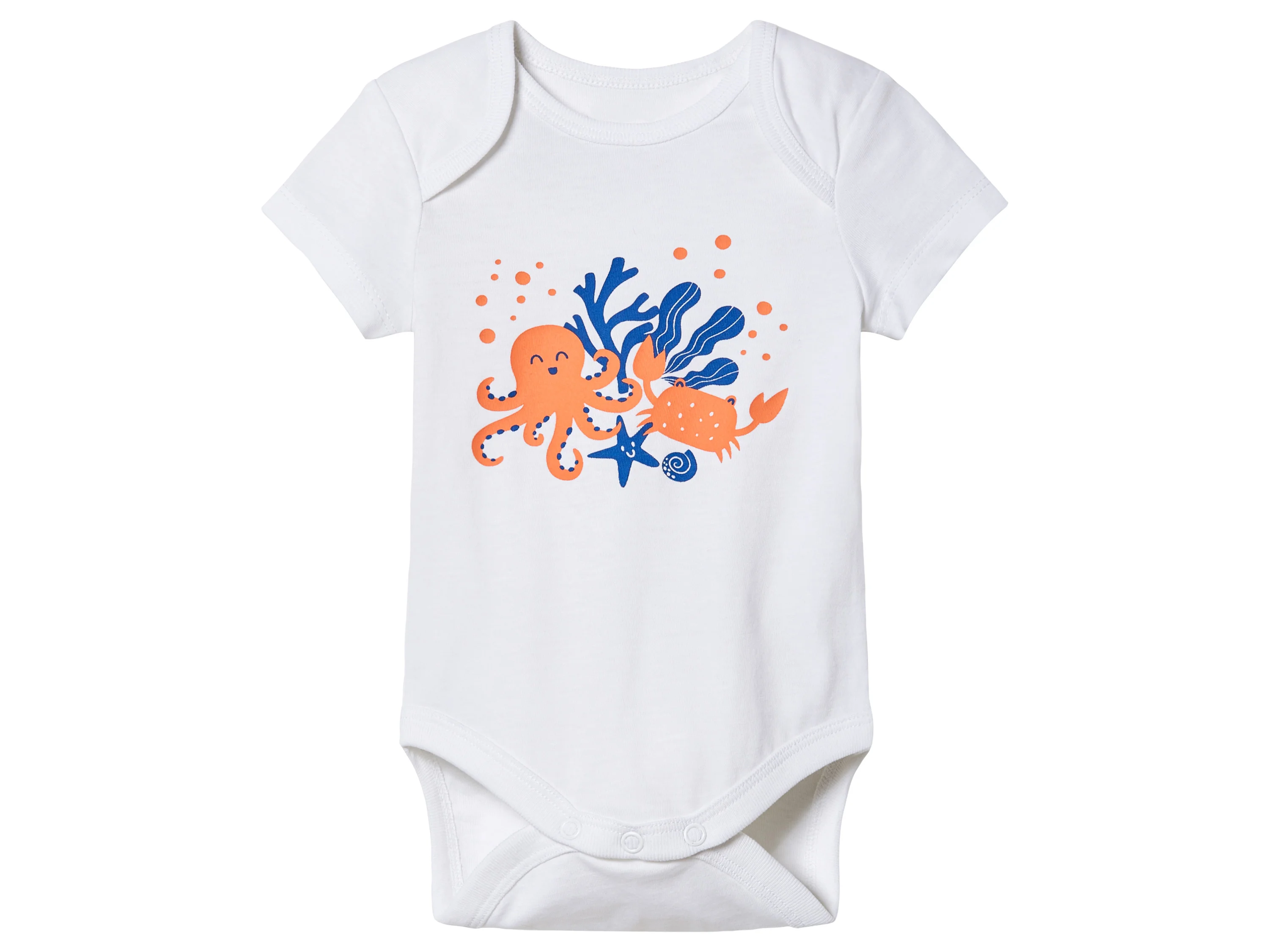 LUPILU® Baby Bodies, 3 Stück, kurzarm (blau/orange/weiß, 50/56) – Bild 3 von 4