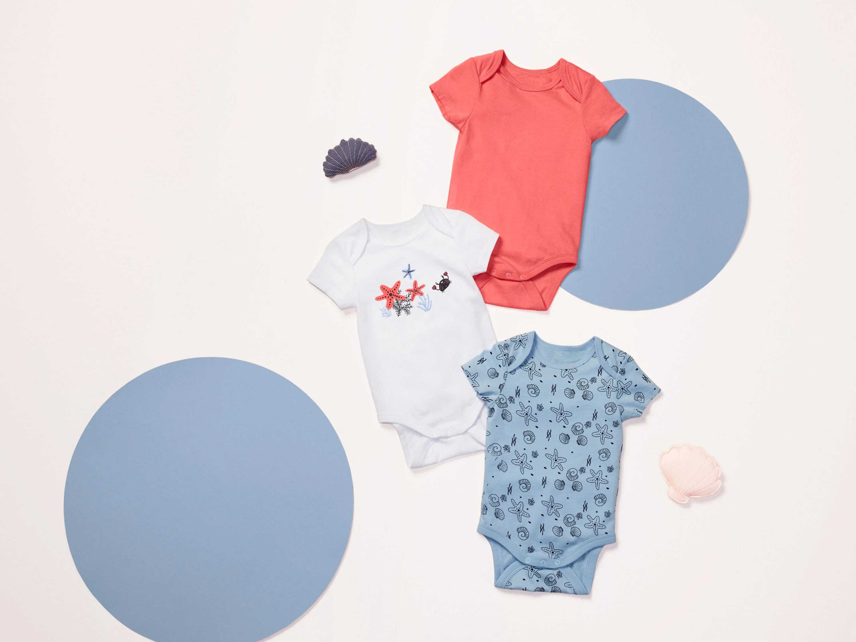 LUPILU® Baby Bodies, 3 Stück, kurzarm (koralle/hellblau/weiß, 50/56) – Bild 2 von 4