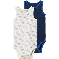 LUPILU® Baby Bodies, 2 Stück (weiß/blau, 50/56)