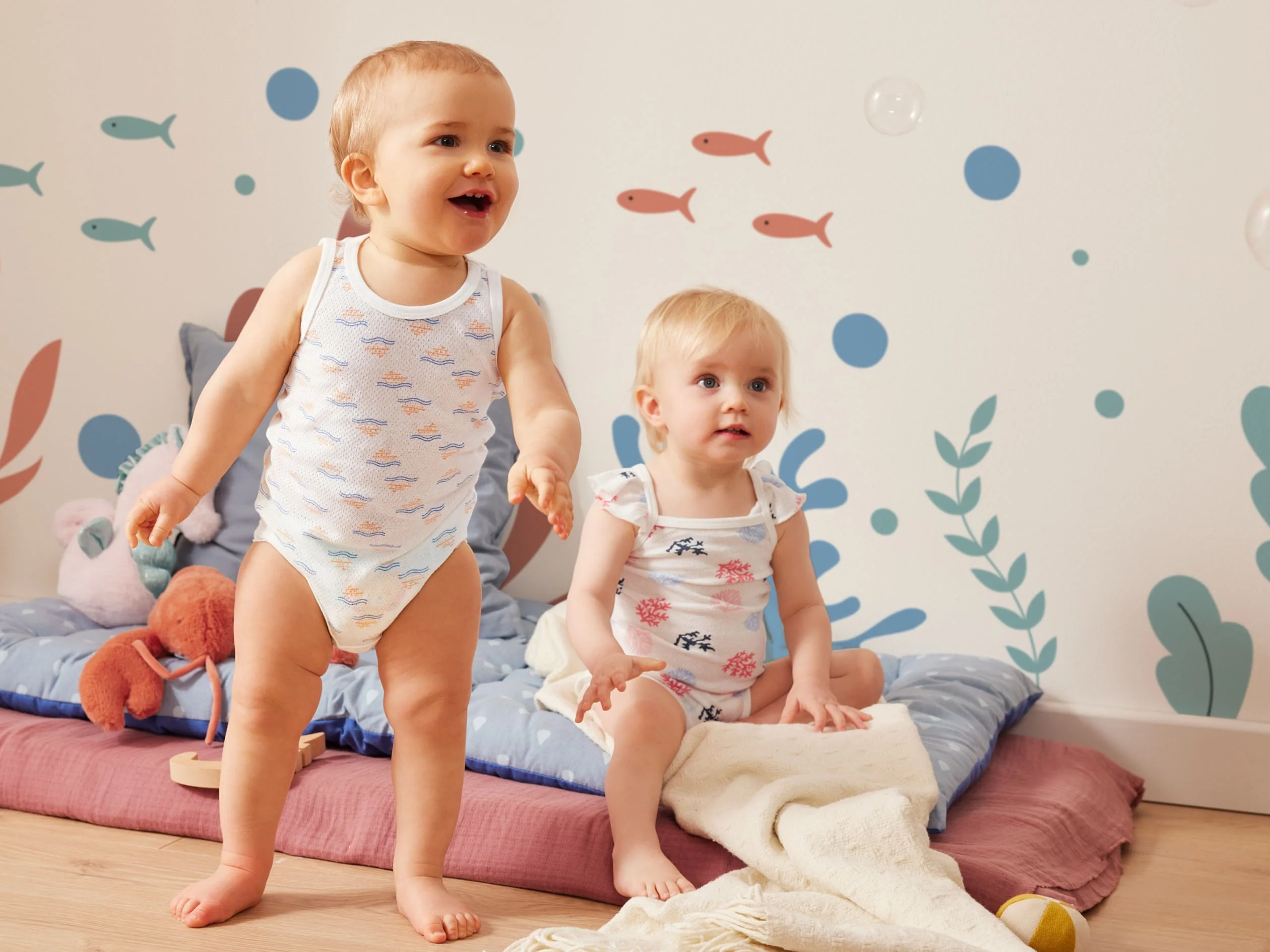 LUPILU® Baby Bodies, 2 Stück (weiß/blau, 62/68) – Bild 4 von 4