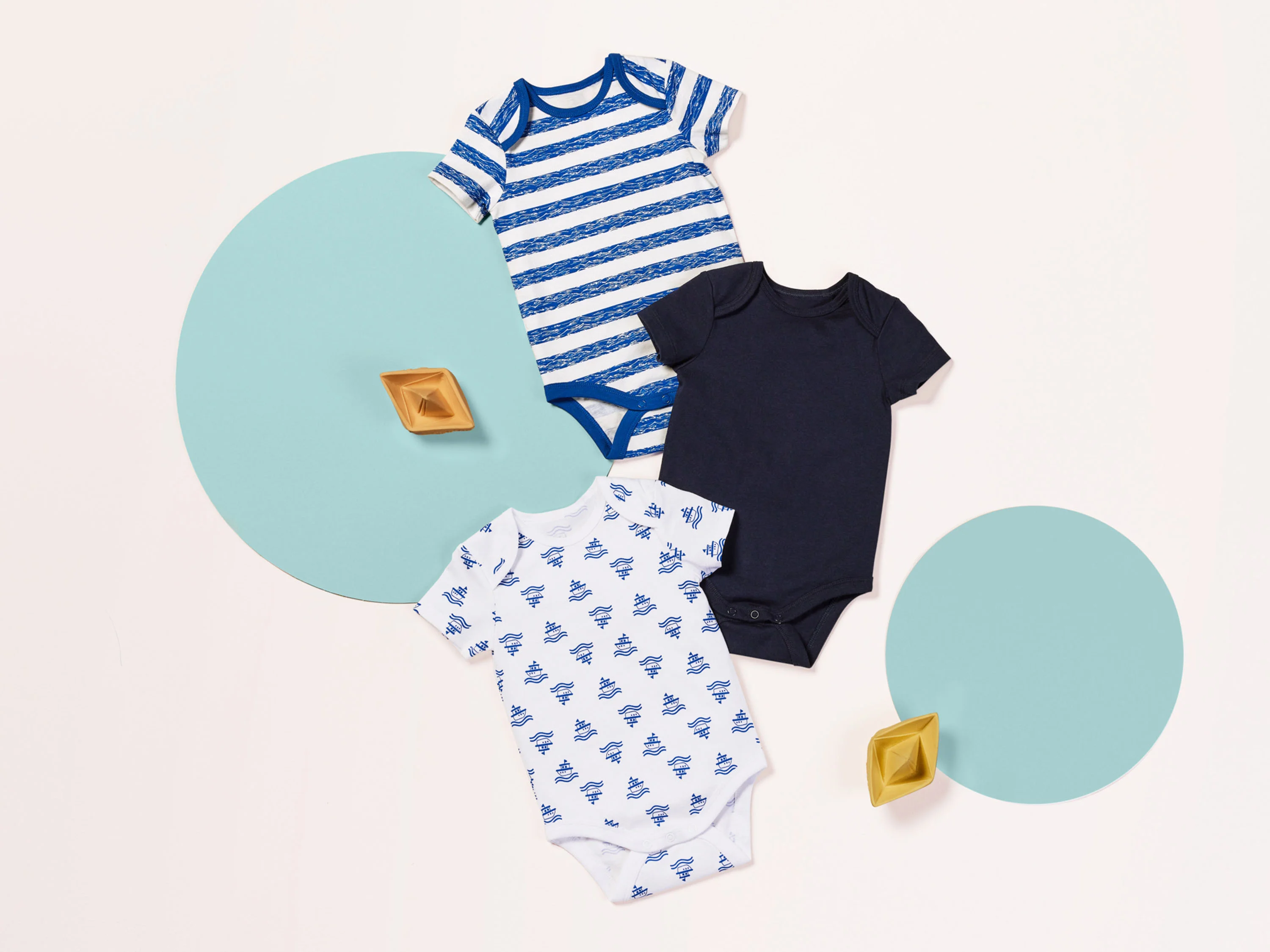 LUPILU® Baby Bodies, 3 Stück, kurzarm (Streifen/navy/weiß, 62/68) – Bild 2 von 4