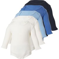 LUPILU® Baby-Bodys, 5 Stück (weiß/blau, 86/92)