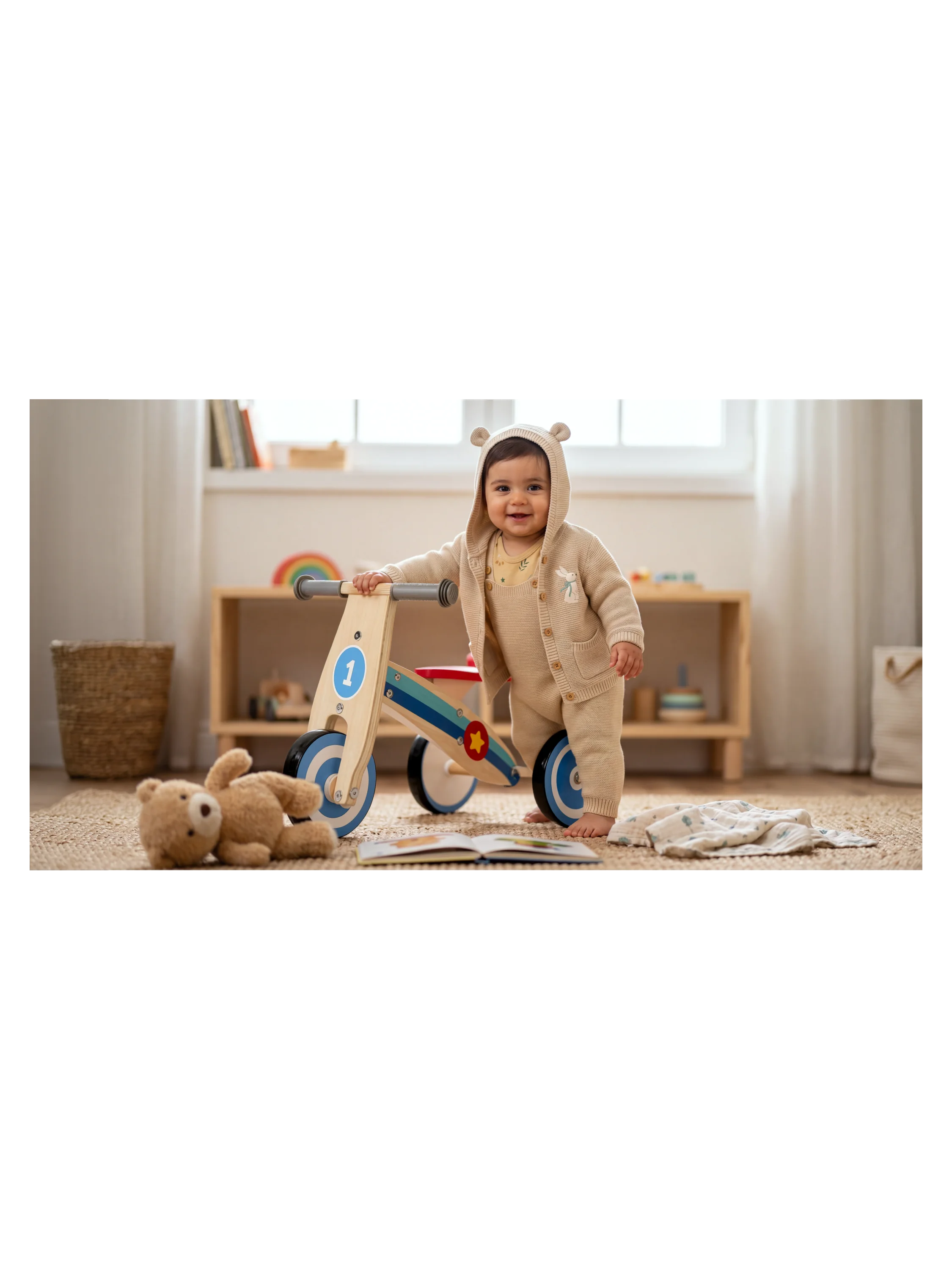 LUPILU® Baby Bodys, 3 Stück (braun/mint, 62/68) – Bild 2 von 4
