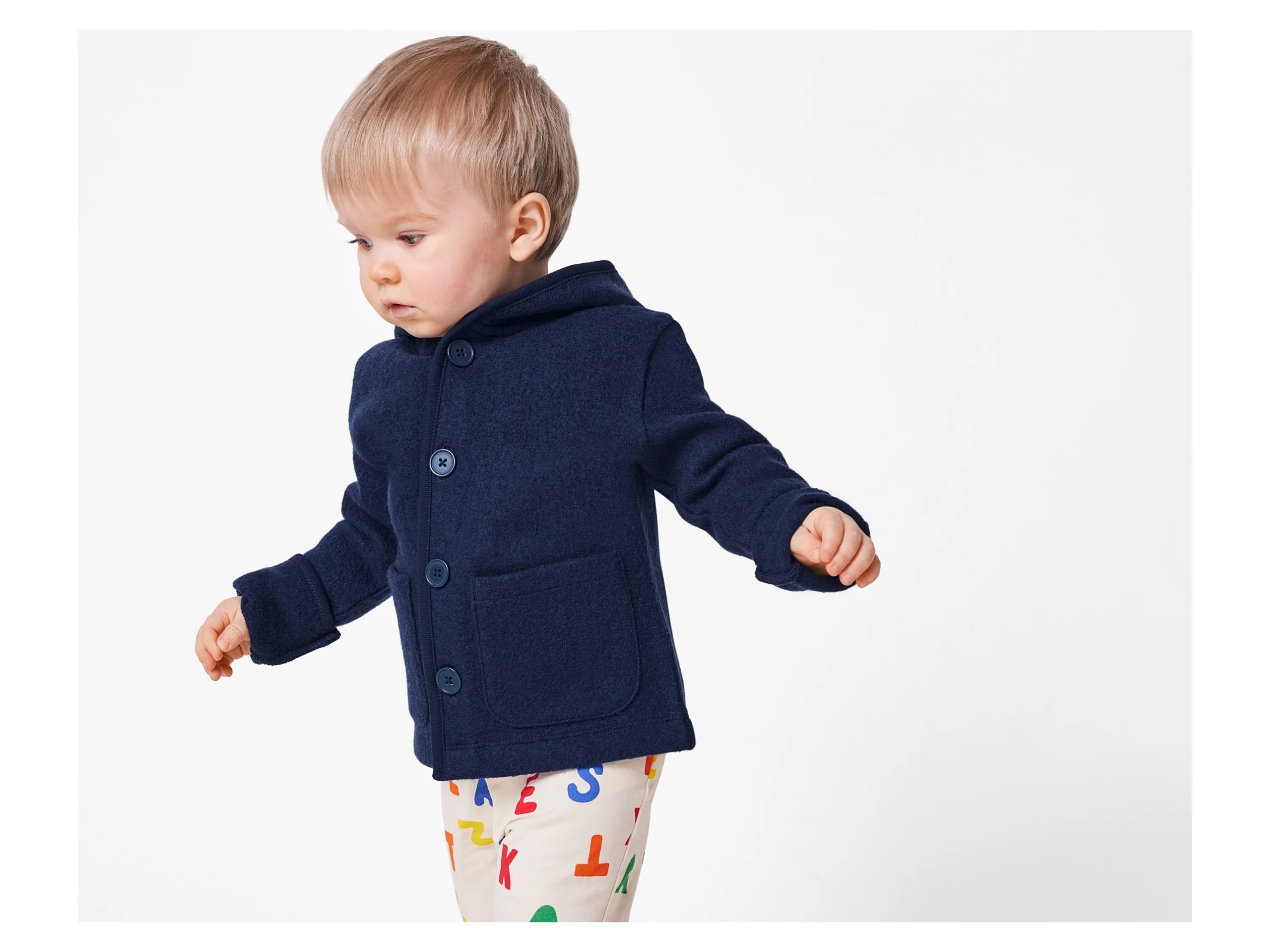 LUPILU® Baby-Jacke, aus reiner Bio-Merinowolle (Navy, 62/68) – Bild 2 von 4
