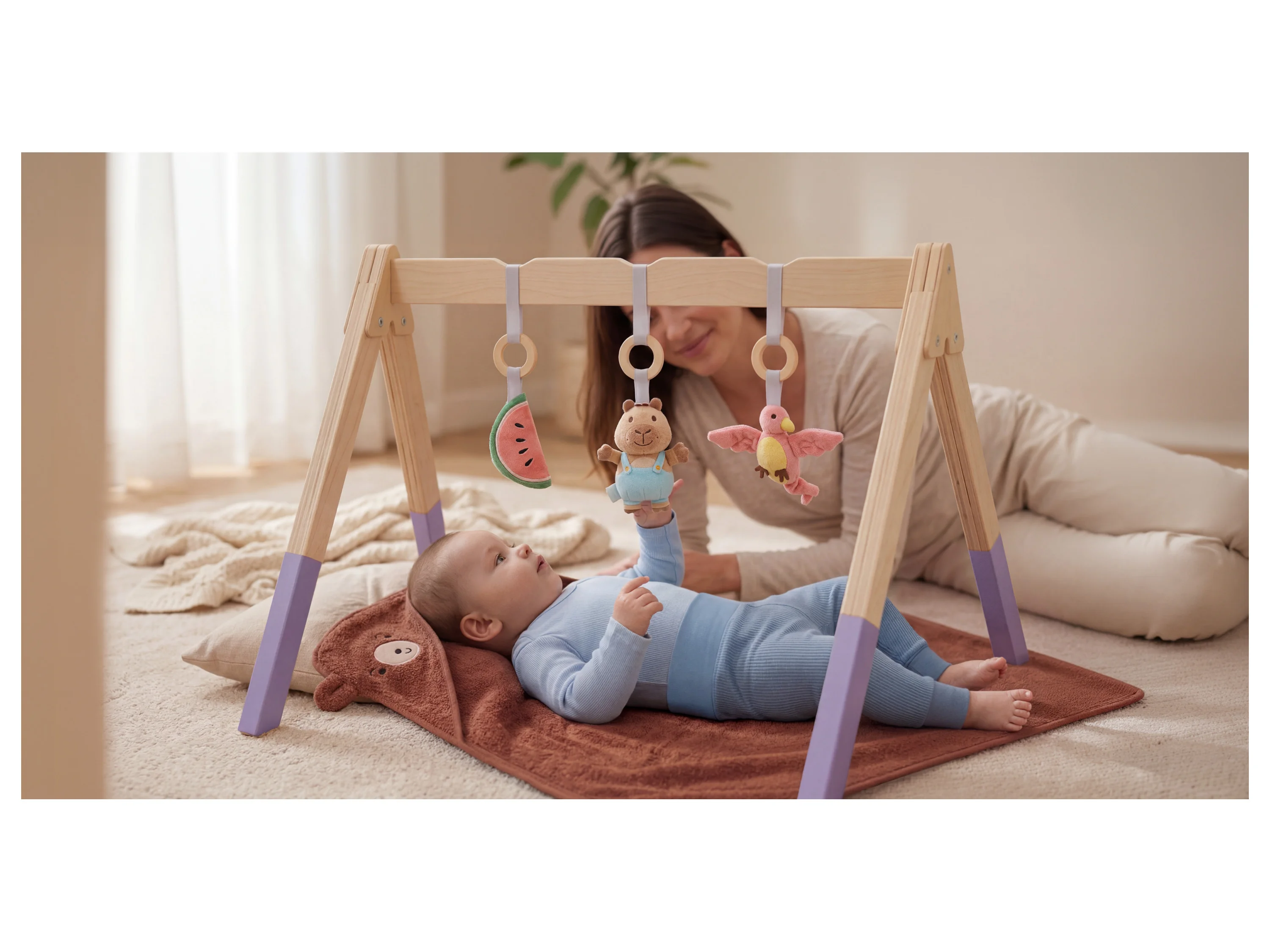 LUPILU® Baby Kapuzentuch, 85 x 85 cm (Braun) – Bild 2 von 4