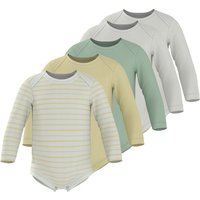 LUPILU® Baby Langarm-Bodys, 5 Stück (weiß/grün/gelb, 74/80)