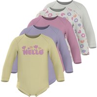 LUPILU® Baby Langarm-Bodys, 5 Stück (weiß/pink/lila/gelb, 74/80)