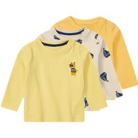 LUPILU® Baby Langarmshirt, 3 Stück (gelb/beige, 50/56)