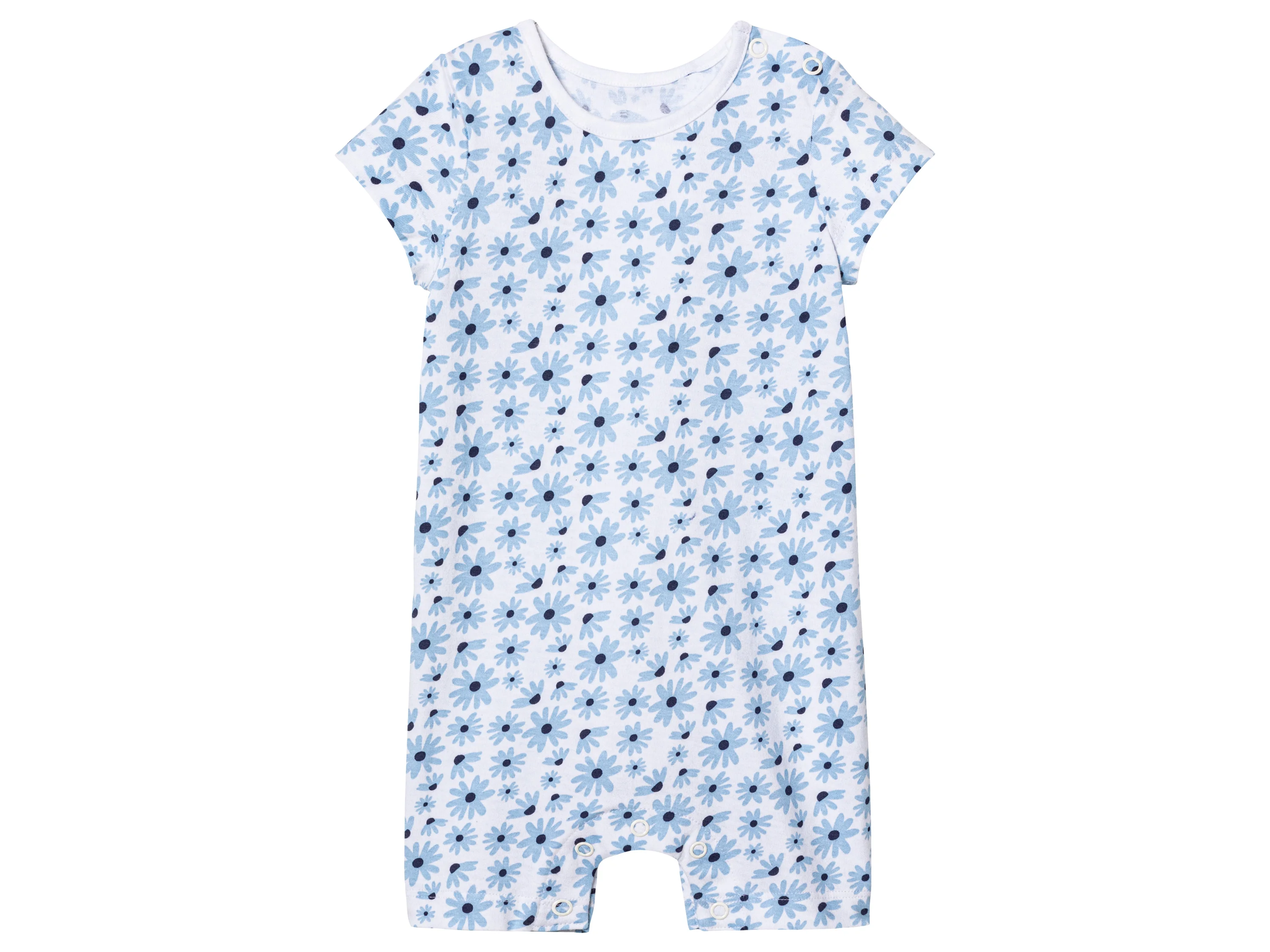 LUPILU® Baby Playsuits, 2 Stück, reine Baumwolle (weiß/blau/gelb, 50/56) – Bild 3 von 4
