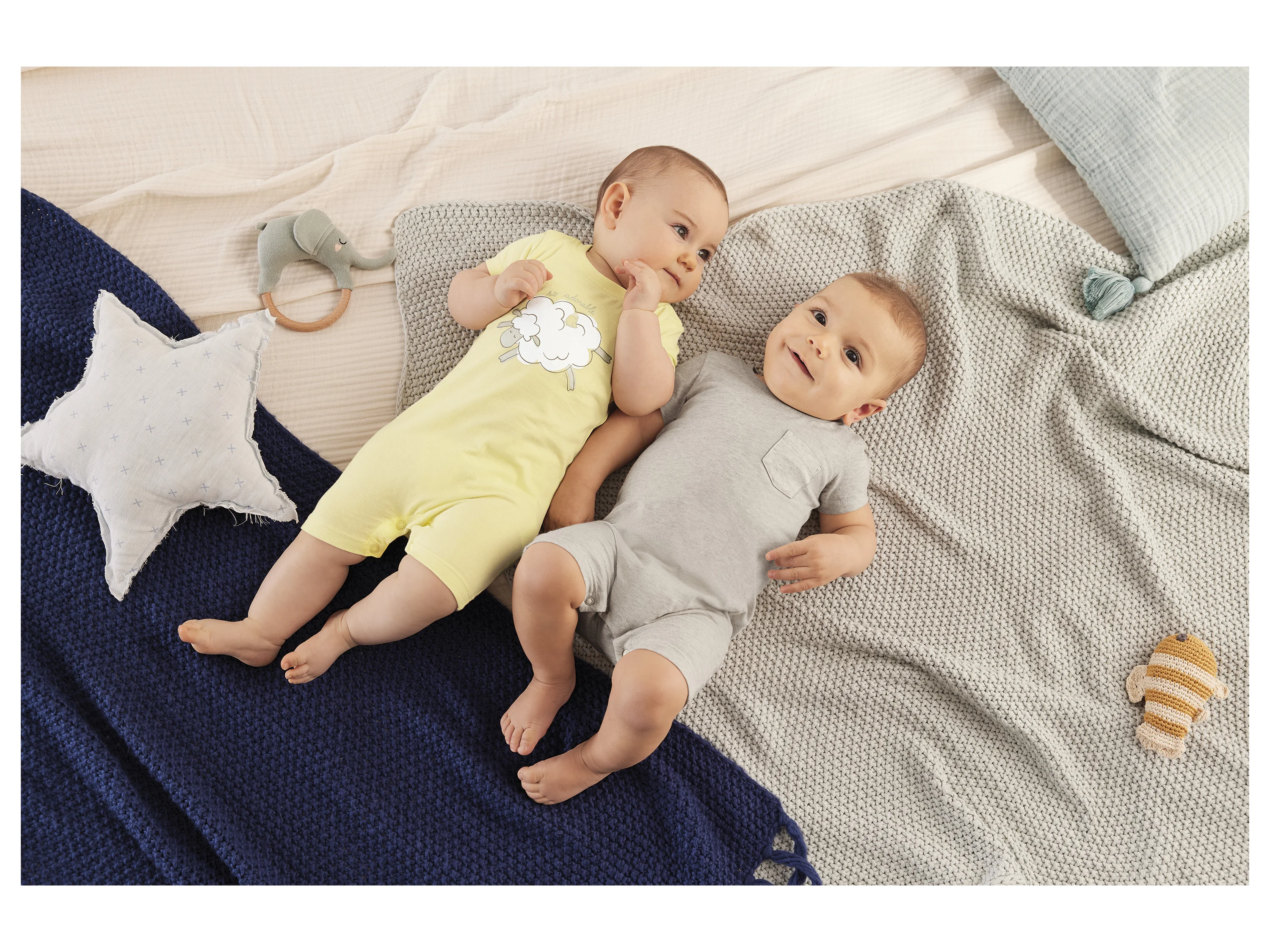 LUPILU® Baby Pyjama, 2 Stück (mint/beige, 50) – Bild 3 von 4