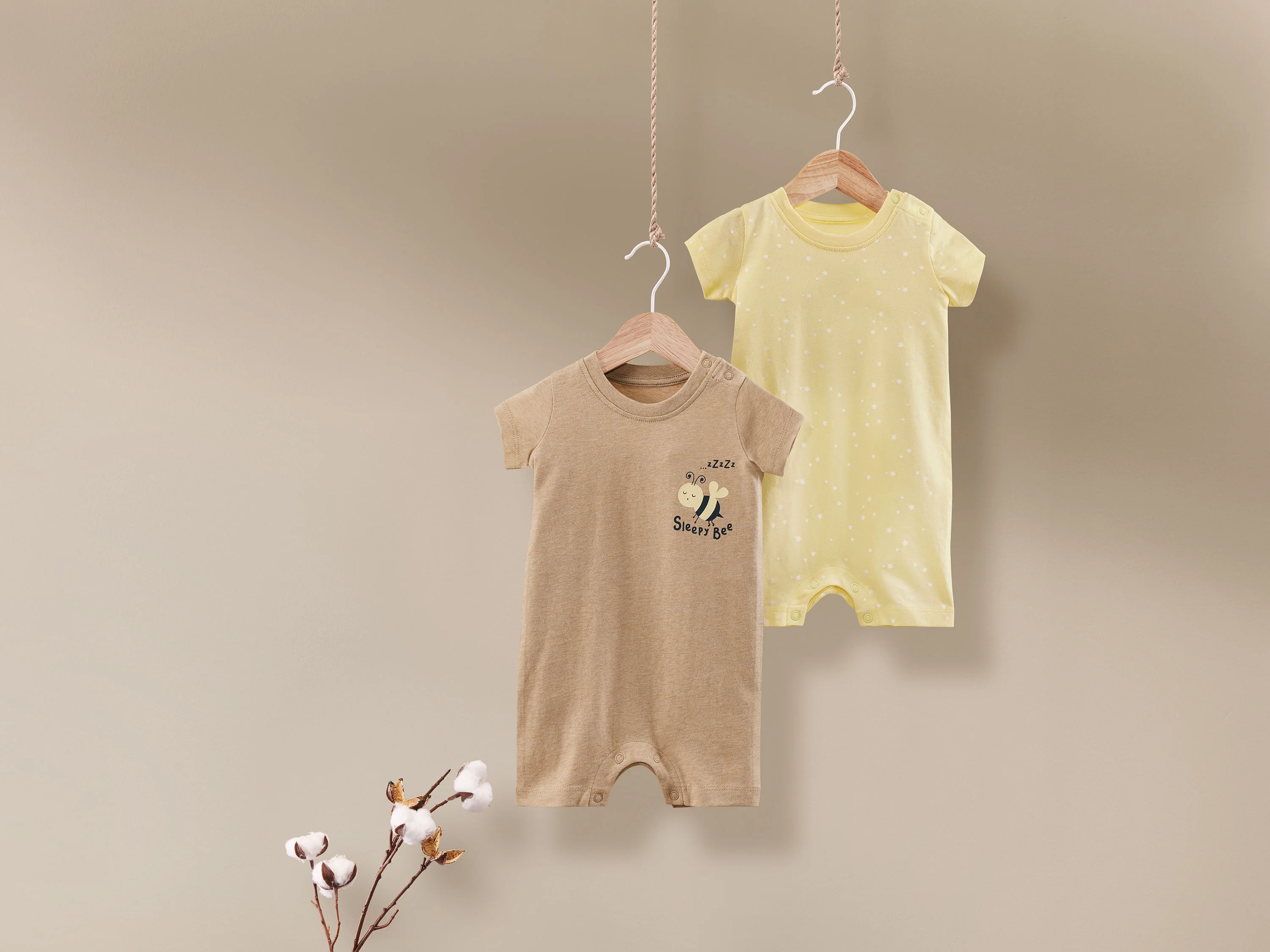 LUPILU® Baby Pyjamas (beige/gelb, 50/56) – Bild 2 von 4
