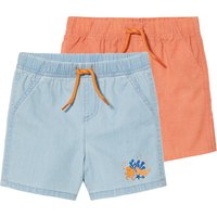 LUPILU® Baby Shorts, 2 Stück, mit Gummizugbund (hellblau/orange, 62/68)