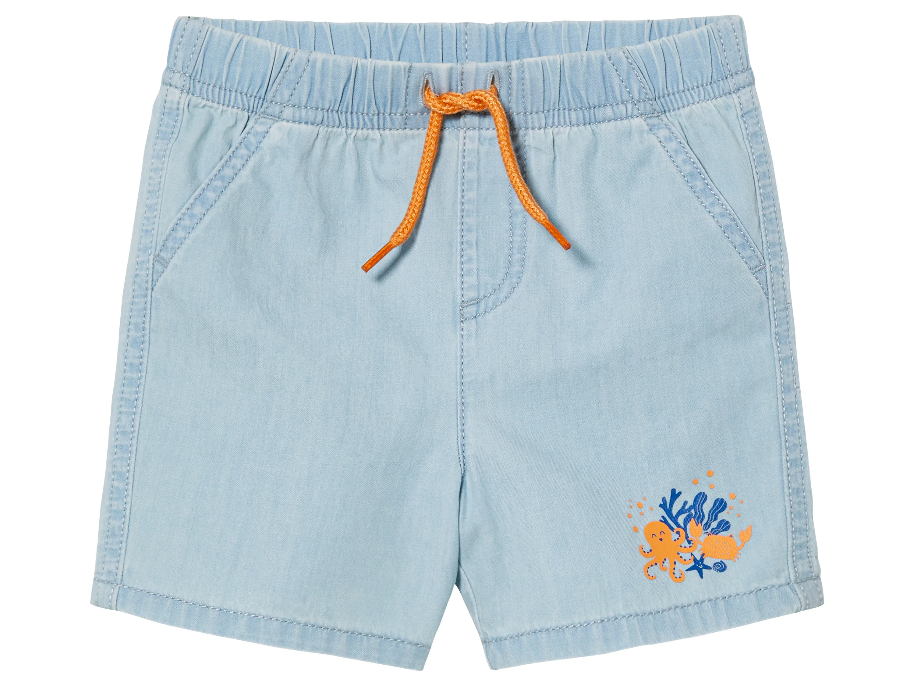 LUPILU® Baby Shorts, 2 Stück, mit Gummizugbund (hellblau/orange, 62/68) – Bild 3 von 4