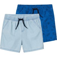 LUPILU® Baby Shorts, 2 Stück, mit Gummizugbund (hellblau/dunkelblau, 50/56)