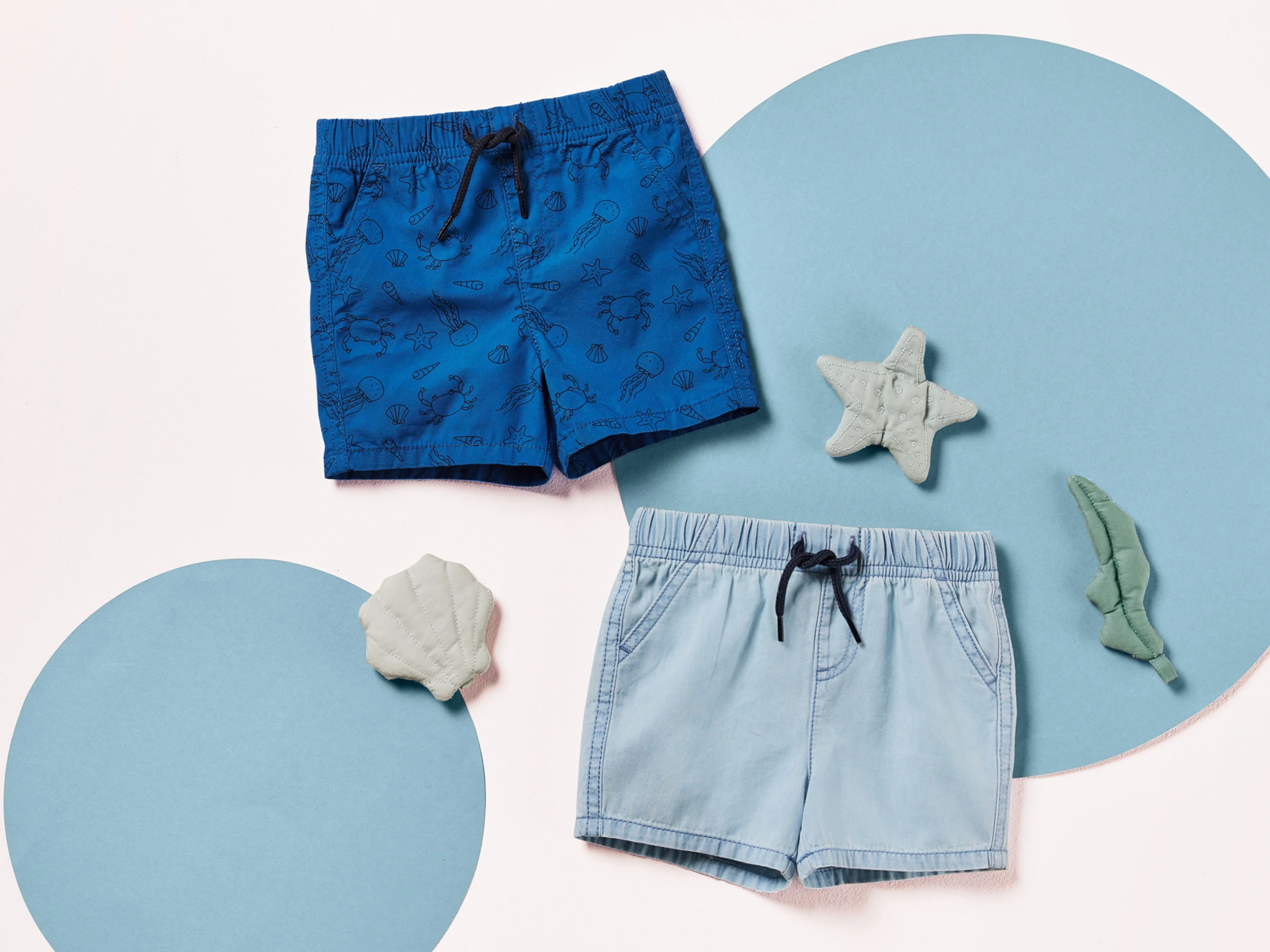 LUPILU® Baby Shorts, 2 Stück, mit Gummizugbund (hellblau/dunkelblau, 50/56) – Bild 2 von 4