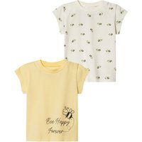 LUPILU® Baby T-Shirts, 2 Stück (weiß/gelb, 50/56)