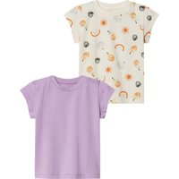 LUPILU® Baby T-Shirts, 2 Stück (lila/weiß, 50/56)