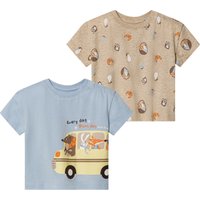 LUPILU® Baby T-Shirts, 2 Stück (blau/beige, 50/56)