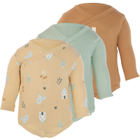 LUPILU® Baby Wickelbody, 3 Stück (braun/grün, 50/56)