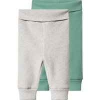 LUPILU® Gerippte Baby-Leggings, 2 Stück (Grün/Grau, 86/92)