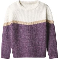 LUPILU® Kinder-Grobstrickpullover (lila/weiß, 98/104)